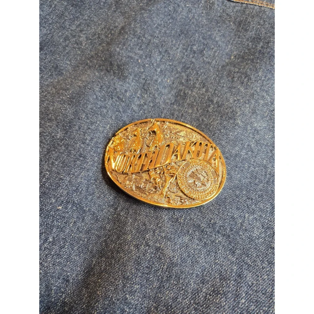 Montana Silversmiths North Dakota Heritage Silver Gold Belt Buckle RARE